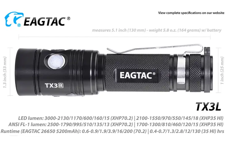 EAGTAC T Series TX3L Base Compact Rechargeable Flashlight w/ Free S&H — 4 models - view 13
